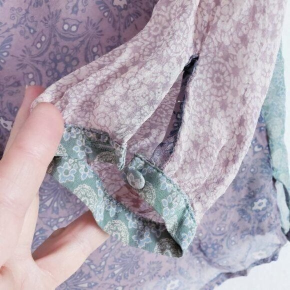 Gypsy 05‎ 100% Silk Patchwork Peasant Blouse XS - Picture 5 of 13